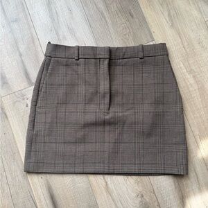 Aritzia Plaid Mini Skirt - Brown Check, size 8